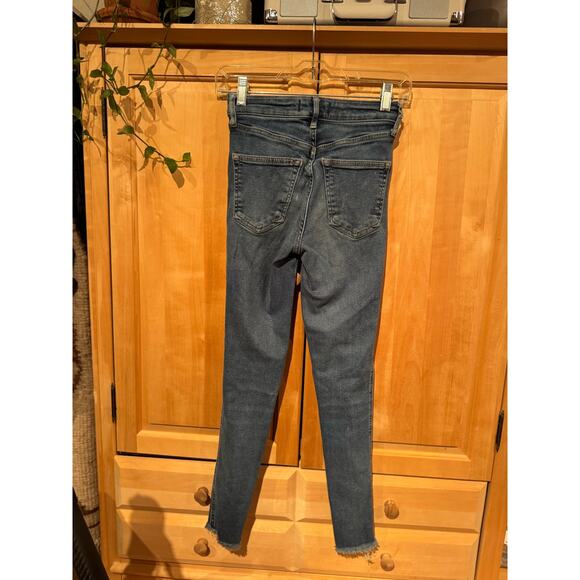 Free People We the Free Black Wash Jeggings 26, Raw Hem - Picture 6 of 8